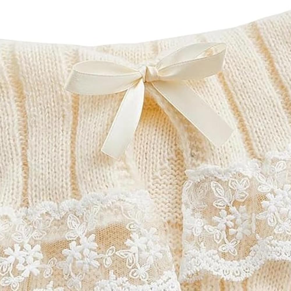 トップス IVORY ANDMARY LIL LACE KNIT TOPS AM1764 ANDMARY】Lil lace knit tops